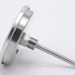 Celonerezový bimetalový teploměr s ponorným dříkem, závitový (1/2”), 0-100 ℃, 100 mm