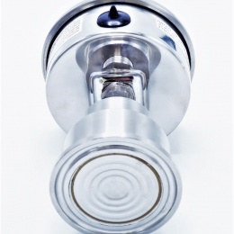 celonerezový manometr s clamp oddělovací membránou (límeček 50,5 mm), zadní připojení tlakoměru k membráně, číselník 63 mm, rozsah měření 0-2.5 bar