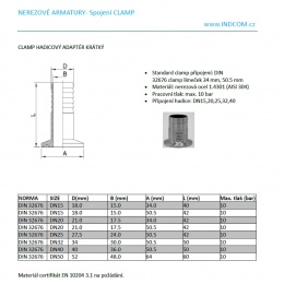 Clamp hadicový adaptér krátký