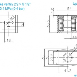 Elektromagnetické ventily 2/2, G 1/2" - pracovní tlak: 0-0,4 MPa (0-4 bar)