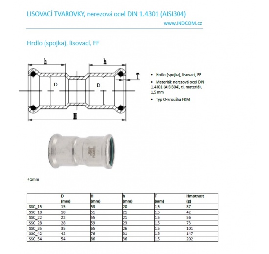 Hrdlo (spojka) lisovací F/F