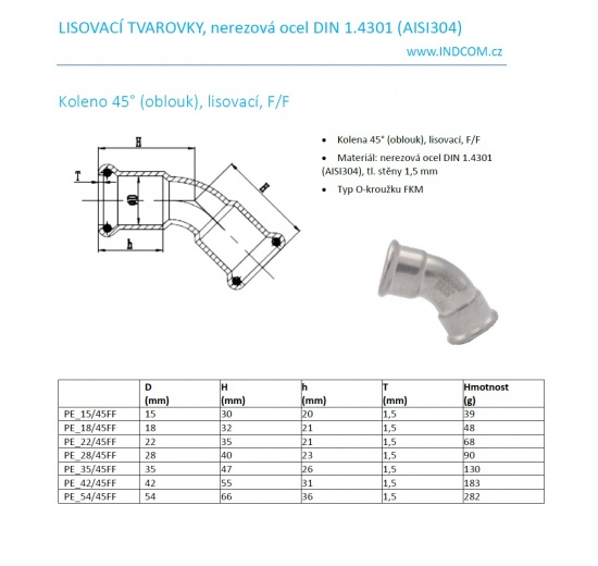 Koleno 90°, lisovací, F/F