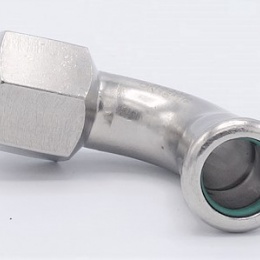 Koleno 90°, lisovací, F/závit vnitřní 15 mm_1/2", nerez