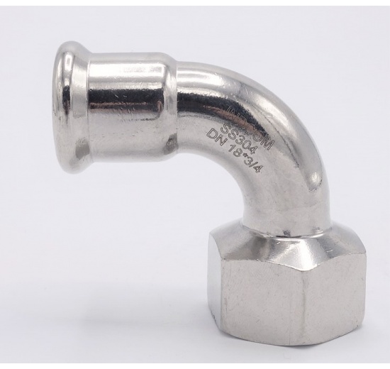 Koleno 90°, lisovací, F/závit vnitřní 18 mm_3/4"