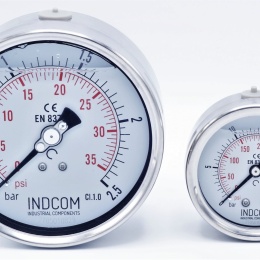 manometry nerezové, průměr 100 mm a 63 mm, zadní připojení