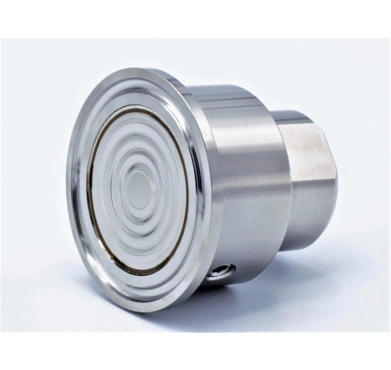 membránový oddělovač, typ c - clamp, používaný ve spojení s tlakoměrem nebo snímačem tlaku