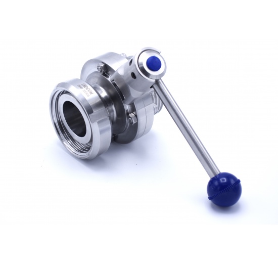 Nerezová klapka přímá, potravinářské/mlékárenské šroubení typ KM/G DN15-DN65