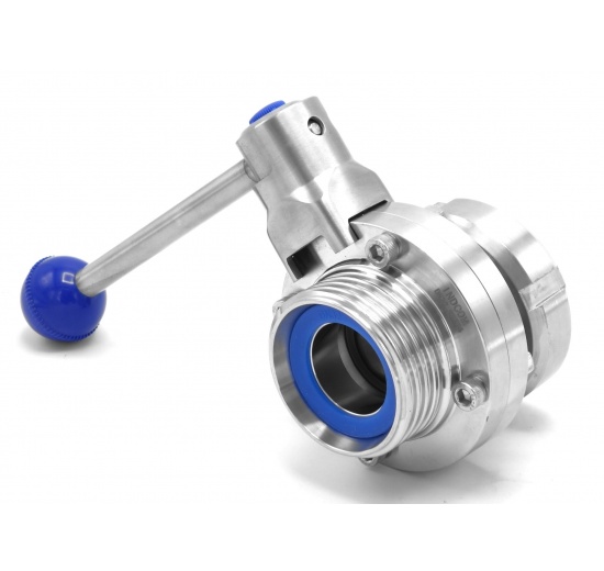 Nerezová klapka přímá, potravinářské/mlékárenské šroubení typ KM/G DN15-DN65