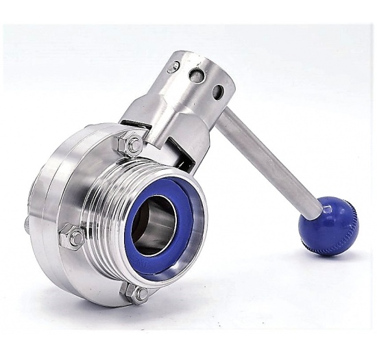 Nerezové klapky přímé, potravinářské/mlékárenské šroubení typ G-G Indcom