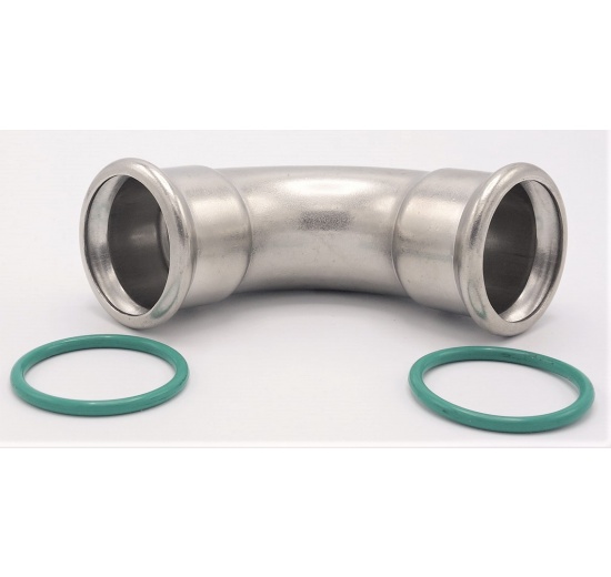 nerezové Koleno 90°, lisovací, F/F 42 mm