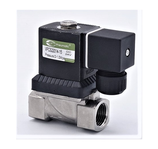 Nerezový elektromagnetický ventil 2/2, G 1/2", DC24V, NC