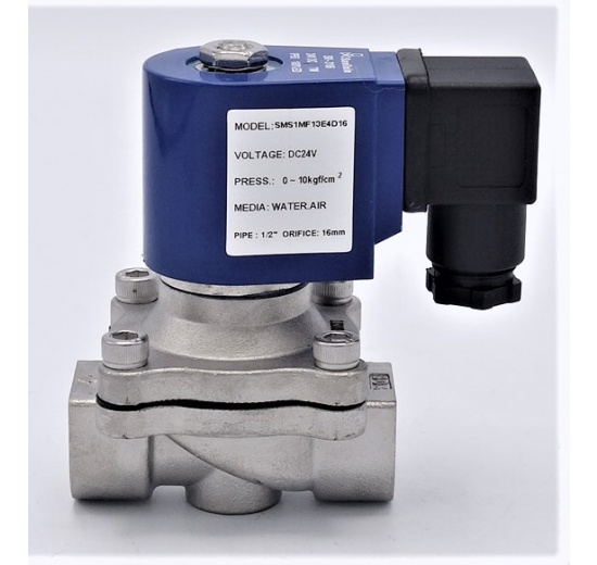 Nerezový elektromagnetický ventil 2/2, G 1/2" DC24V, NC