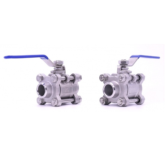 Nerezový kulový kohout s plným průtokem, třídílný, navařovací | DN20 (19x4mm)