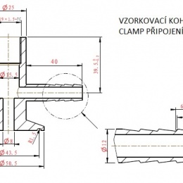 Nerezový vzorkovací ventil, kohoutek, připojení CLAMP