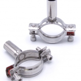 Objímka potrubní dvoudílná bez gumy, dvoušroubková, nerezová ocel 1.4301_ 45-48 mm