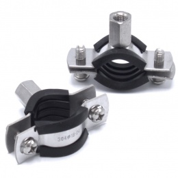 Objímka potrubní s gumovou vložkou EPDM, dvoušroubová, nerezová ocel 1.4301, M8_ 18-24 mm