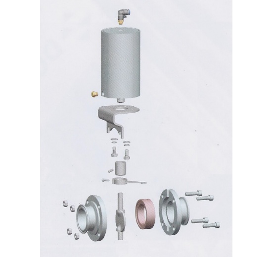 Pneumatický pohon, jednočinný a další montážní prvky pro klapku DN125