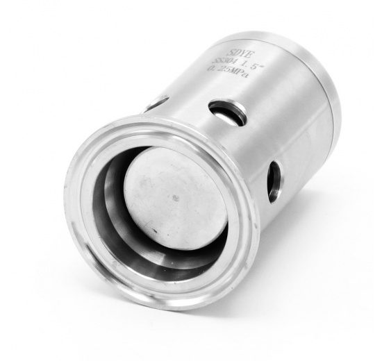 Pojišťovací ventil nerezový AISI304, 0-2.5 bar, CLAMP přopojení 50.5 mm