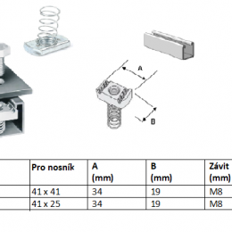 Posuvná matice M8 s pružinou pozinkovaná krátká pružina 41x25