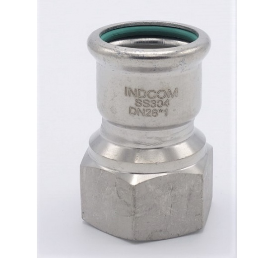 Přechodka lisovací/závit vnitřní 28 mm_1", nerezová ocel