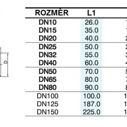 rozměry T kus dlouhý, navařovací DN40 (40x1,5mm)