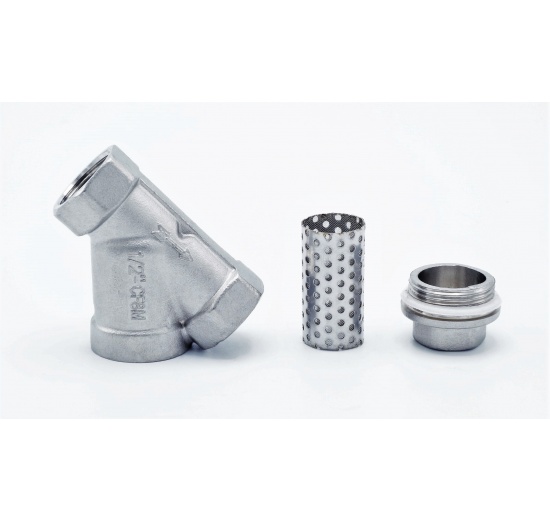 šikmý nerezový Y filtr s jemným sítkem, závitový 1/2”