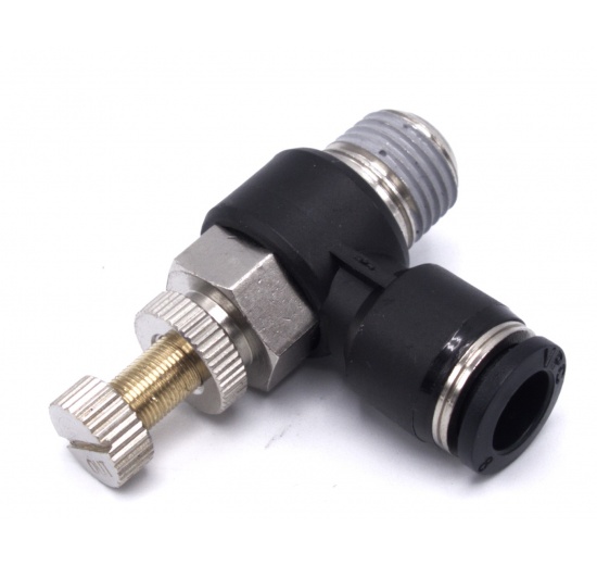 Škrtící ventil jednosměrný, tvar L DN 10 mm x 1/4