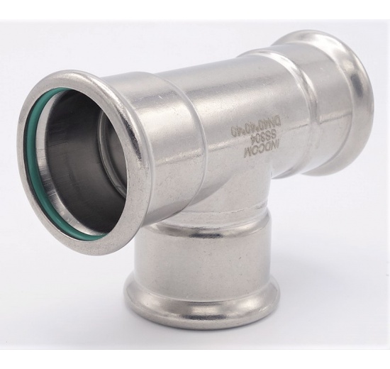 T-kus, lisovací, F/F/F 42 mm, nerezová ocel