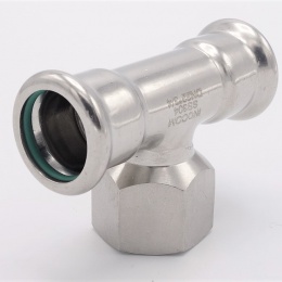 T-kus, lisovací F/F(závit vnitřní)/F 22_3/4"_22, nerezová ocel