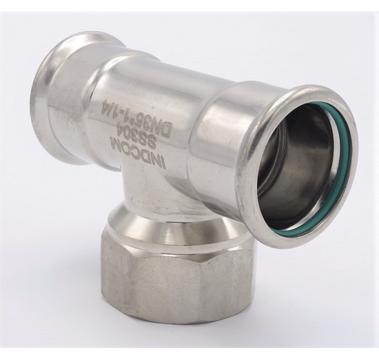 T-kus, lisovací F/F(závit vnitřní)/F 35_1 1/4"_35, materiál nerezová ocel