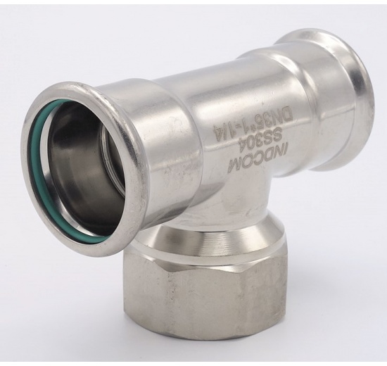 T-kus, lisovací F/F(závit vnitřní)/F 35_1 1/4"_35, nerezový