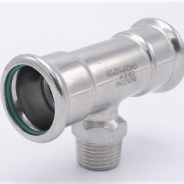 T-kus, lisovací F/M(závit vnější)/F 28_1"_28, nerezová ocel