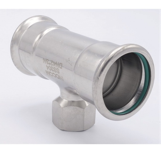 T-kus, nerezový,lisovací F/F(závit vnitřní)/F 42_3/4"_42