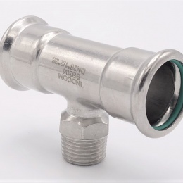 T-kus, nerezový,lisovací F/M(závit vnější)/F 28_1/2"_28