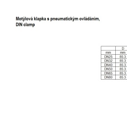 technická data k pneumaticky ovládané přímé klapce