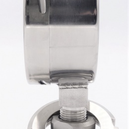 Tlakoměr s oddělovací membránou, potravinářské šroubení DIN 11851, číselník 100 mm,matice DN40| 0-2,5 bar