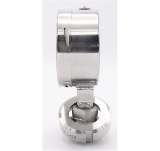 Tlakoměr s oddělovací membránou, potravinářské šroubení DIN 11851, číselník 100 mm,matice DN40| 0-2,5 bar