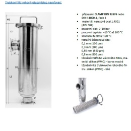 Trubkový filtr rohový CLAMP připojení