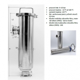 trubkový filtr rohový DN 50 - katalogový list