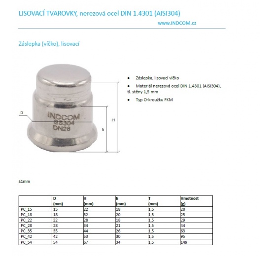 Záslepka víčko lisovací